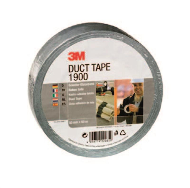 3M 1900 Economy Duct Tape 50mm x 50mtr Zwart
